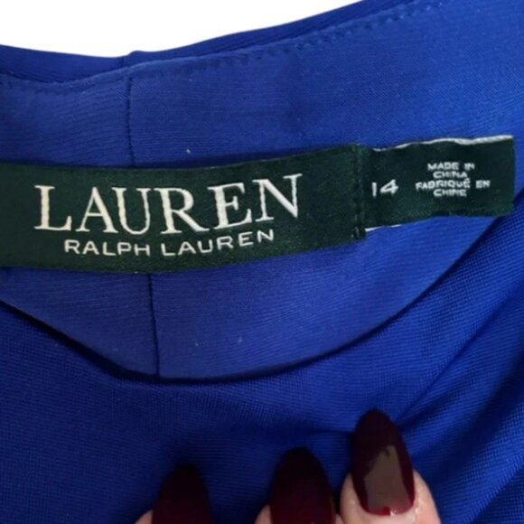 Lauren Ralph Lauren midi dress blue women's size 14 - Picture 3 of 3